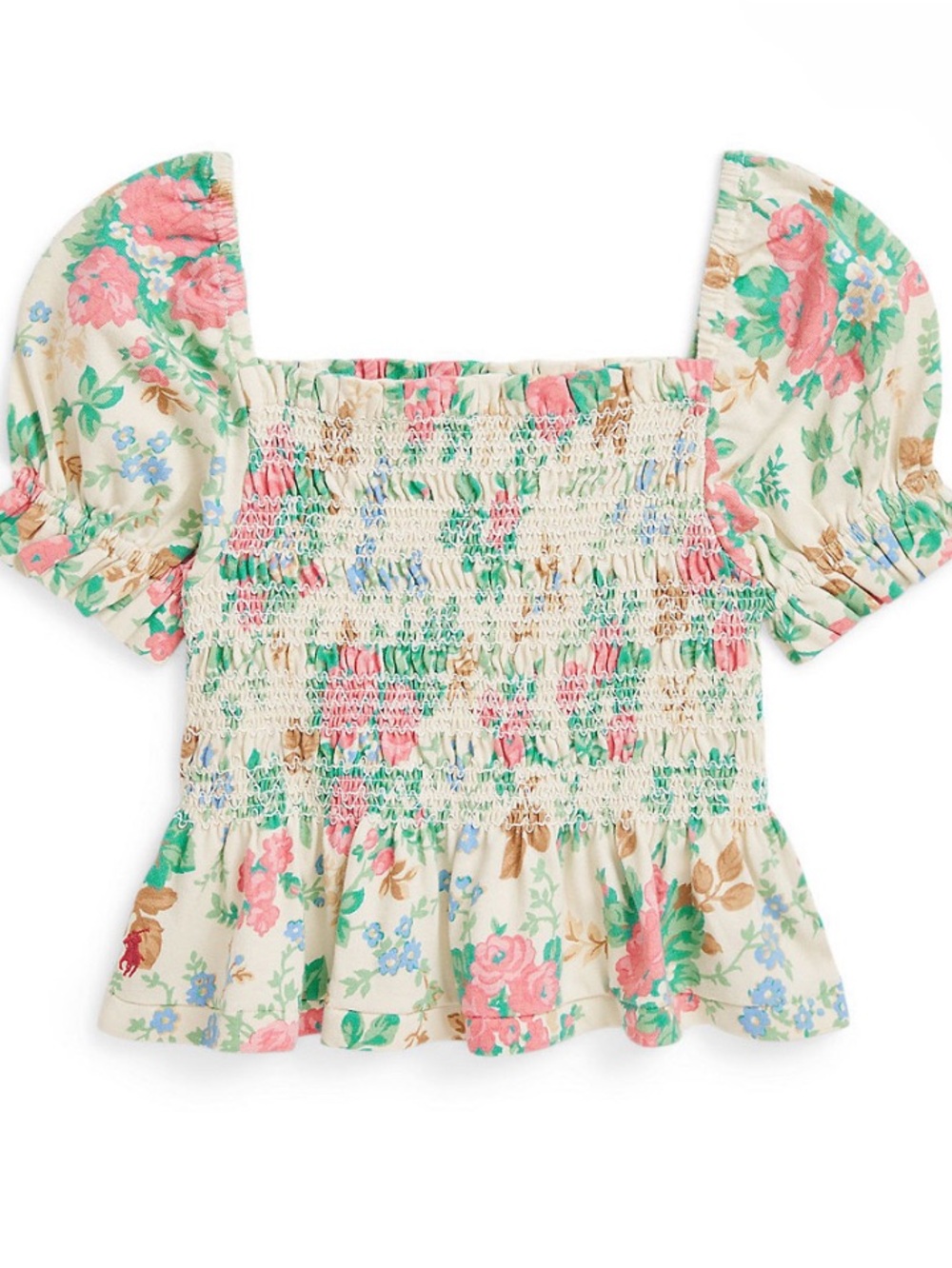NWT POLO RALPH LAUREN Kids Floral Smocked Peplum Top | Multi MSRP $69 Size XL